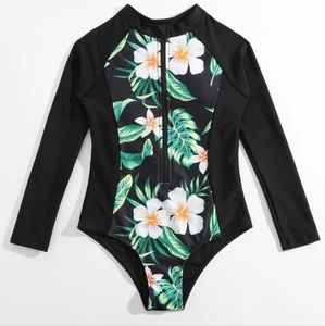 Tropical print bathing suit